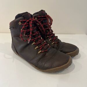Vivo Barefoot Dark Brown Men's Boots with Red Laces